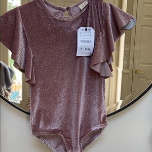 Zara girls rose colored body suit